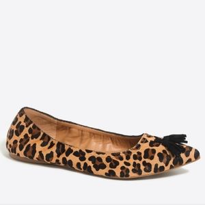J Crew Factory Calf hair tassel stretch flats